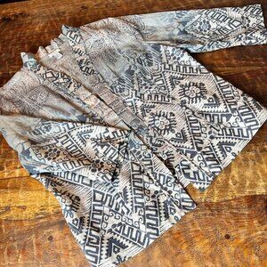 Chico’s Linen/Nylon Blazer Sz3(16) Grey/Tan